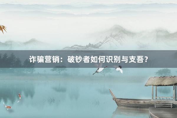 诈骗营销:破钞者如何识别与支吾?